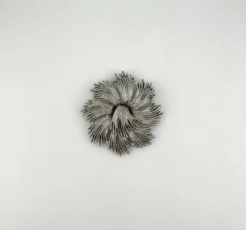 Vintage Celebrity NY Silver Tone Flower Brooch 3”
