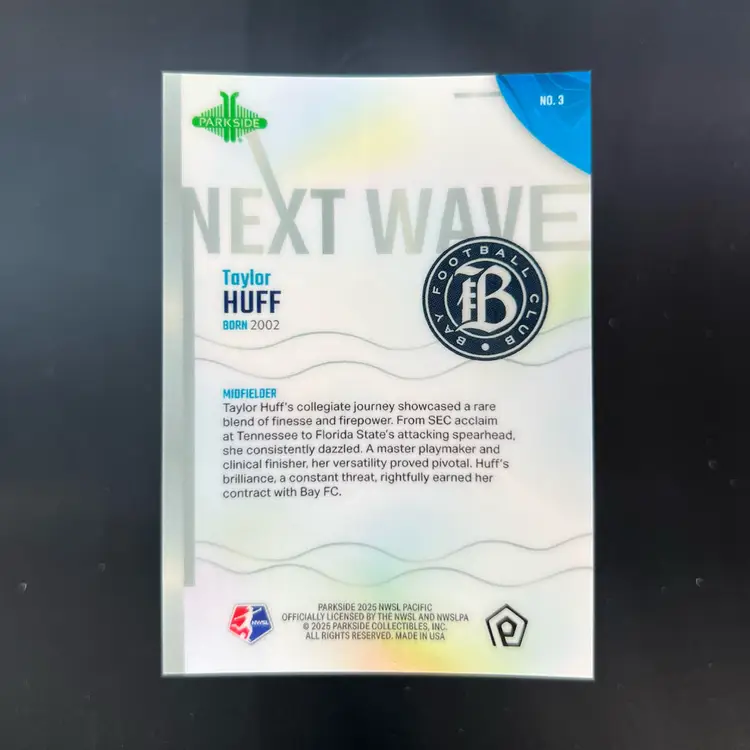 Taylor Huff 2025 Parkside NWSL Pacific Next Wave Soccer Card