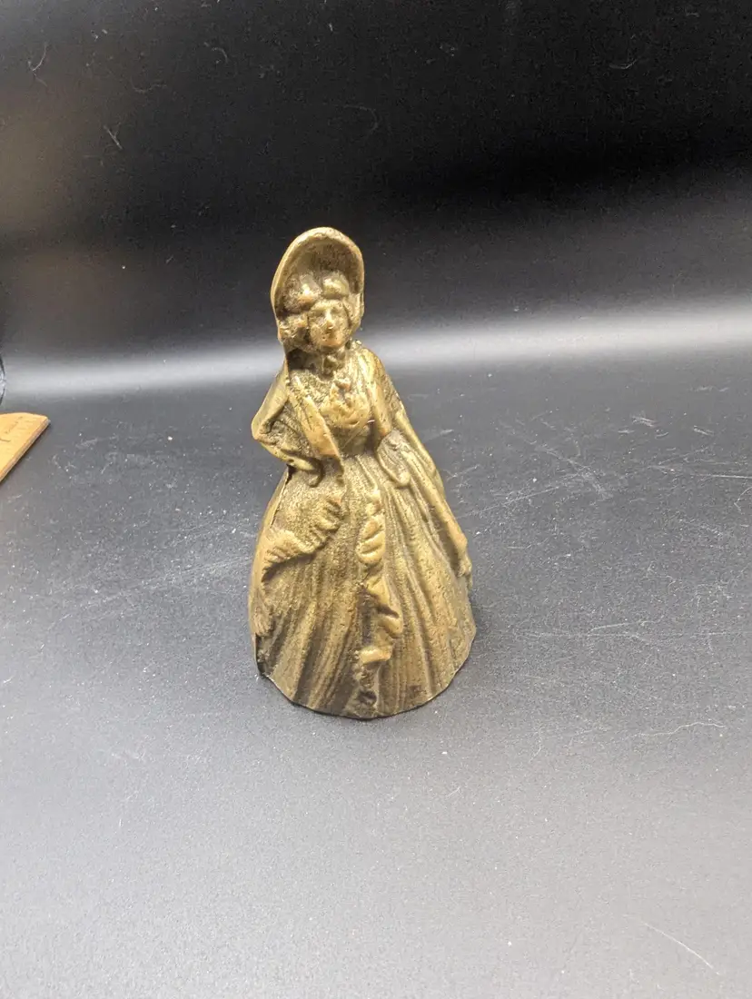 Vintage Brass Southern Belle Figurine Boot Clapper Marked Belgium