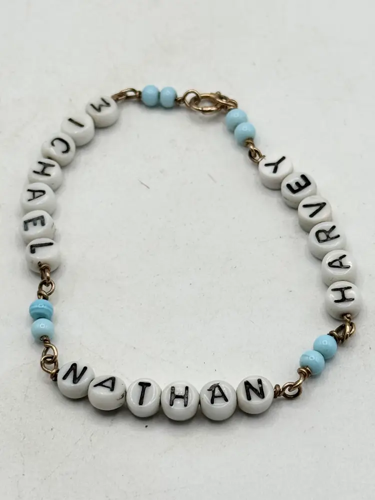Vintage gold filled beaded name bracelet