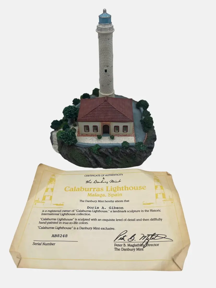 Danbury Mint Calaburras Lighthouse Spain Historic International Lighthouses