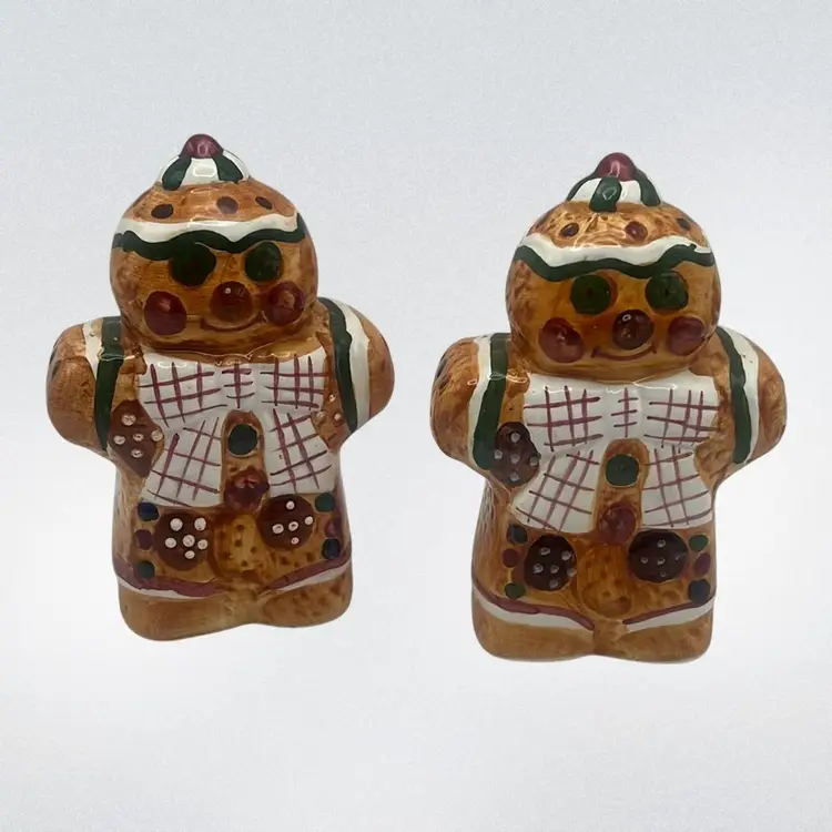 Gingerbread Couple Salt And Pepper Shakers, 4.25” Tall