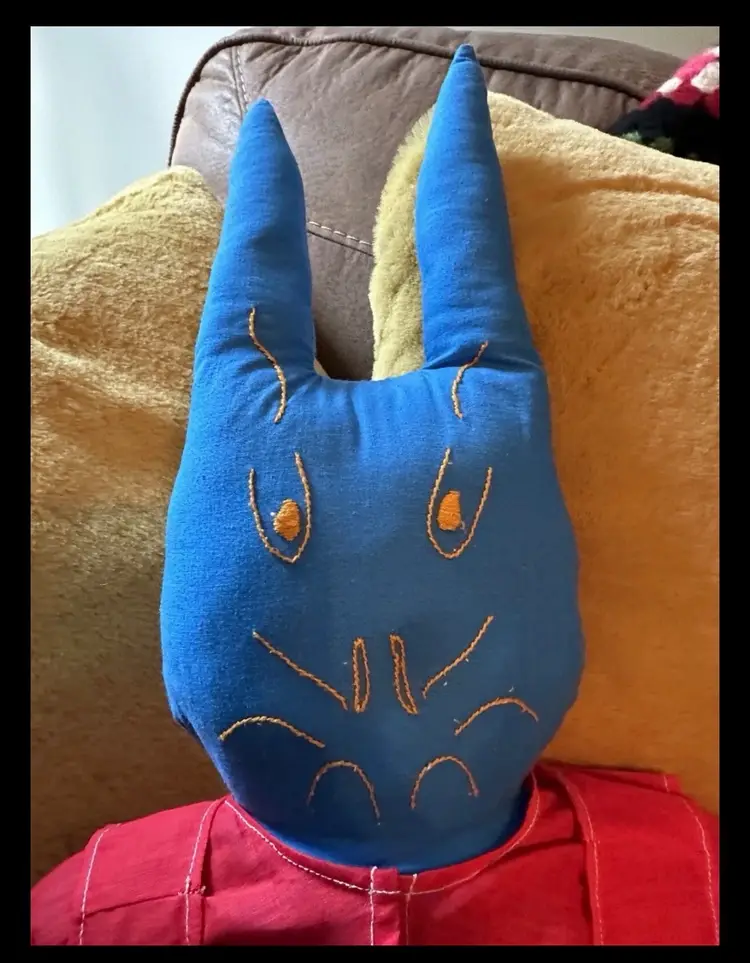 Red Rabbit In Blue Clothing, Homemade