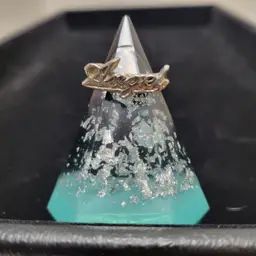 Script Silvertone Angel Ring Size 7.75