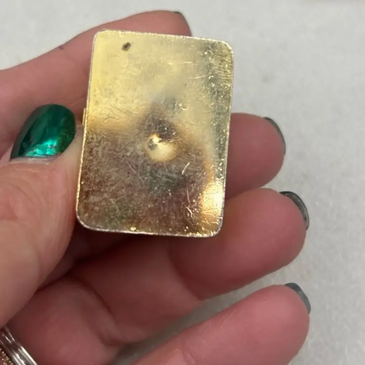 Vintage Italian Micro Mosaic Pill Box | Marked Made in Italy | Gold Tone Trinket Box | 1” x ¾”