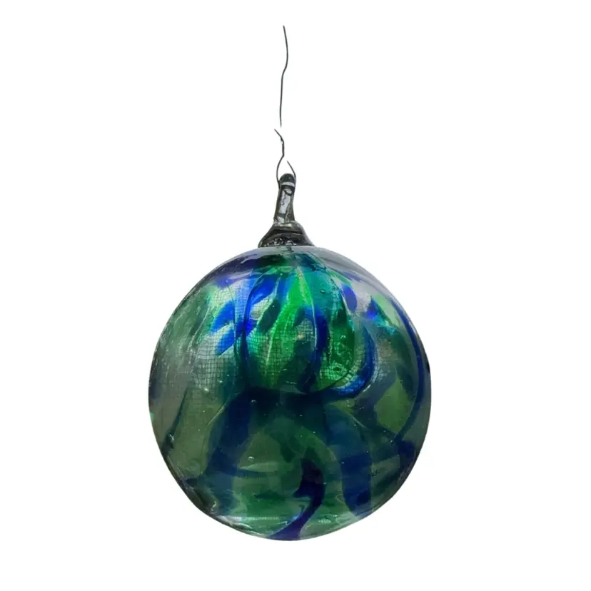 Blue And Green Clear Glass Hanging Orb