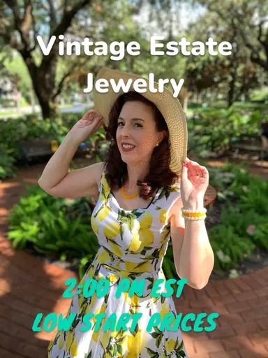 Large variety of vintage estate jewelry at low start prices. 🥰 Fast shipping & careful packaging 🩷 Positive card reading to start the show. 🌜Cute stickers with all orders💖