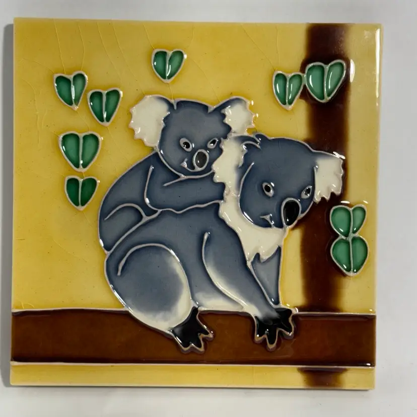 Koala Bear & Baby Ceramic Wall Art Tile 6” X 6”