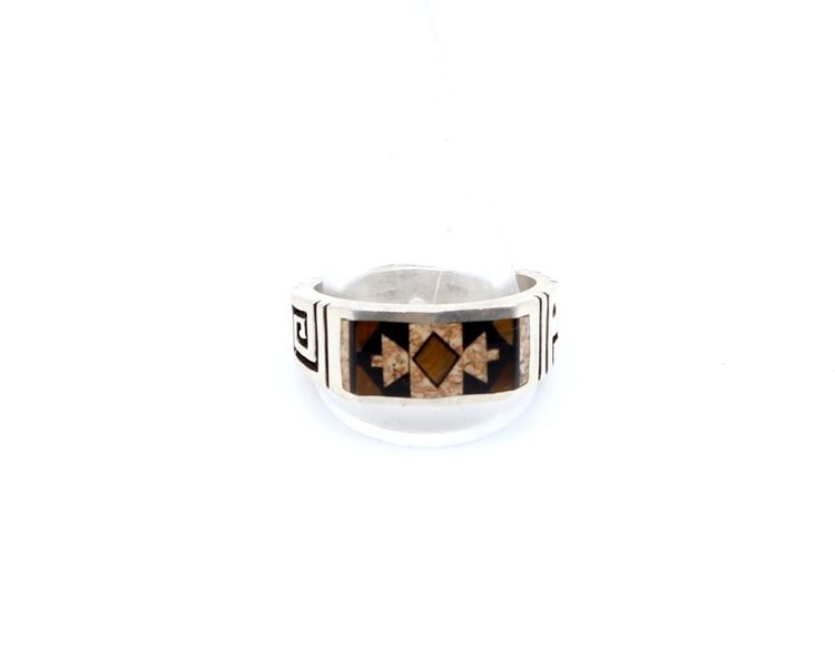 Sterling Silver Jasper Tigers Eye Inlay southwest size 14 ring 15.58gSterling Silver Jasper Tigers Eye Inlay southwest size 14 ring 15.58g