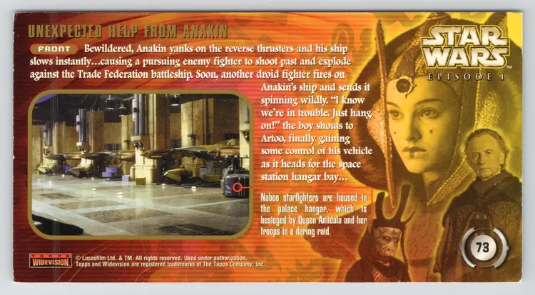 Trade Card Unexpected Help from Anakin Skywalker Star Wars Episode 1 Wide Vision #73 Topps Lucasfilm Disney - 1353