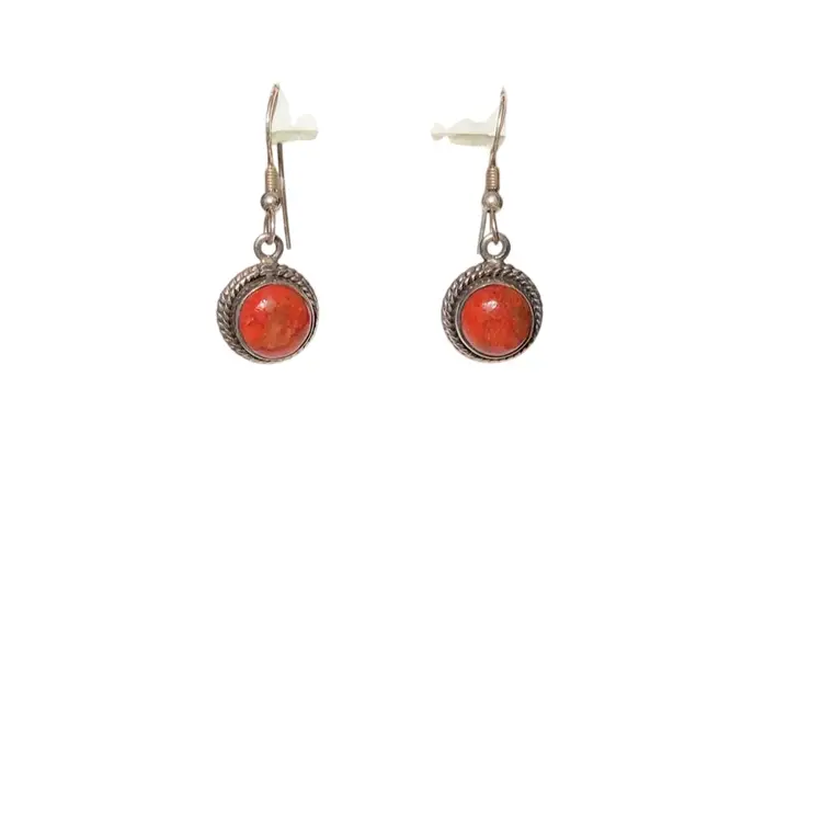 Sterling & Red Spiny Oyster Earrings