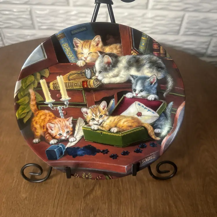 Study Break 8" Kittens Bradford Exchange porcelain Litter Rascals plate