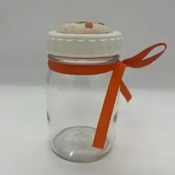 Vintage Jellybean Jar Embroidered Lid Easter Decor