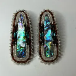 Abalone Beaded Earrings. This is a pair of Native American-style abalone teardrop beaded earrings.  2 3/4” Long And 1” At The Widest Point