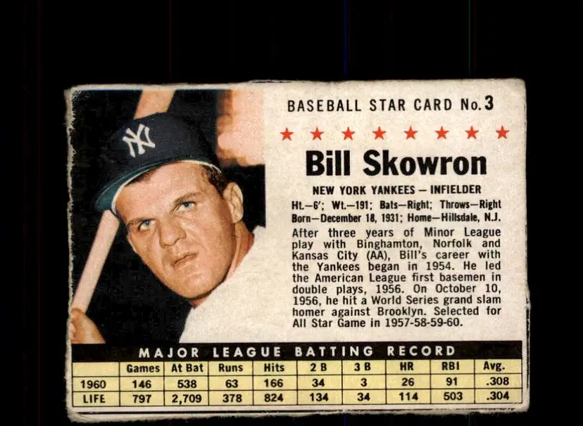 1961 Post Cereal (F278-33) #3 Bill Skowron - (pk3) - New York Yankees