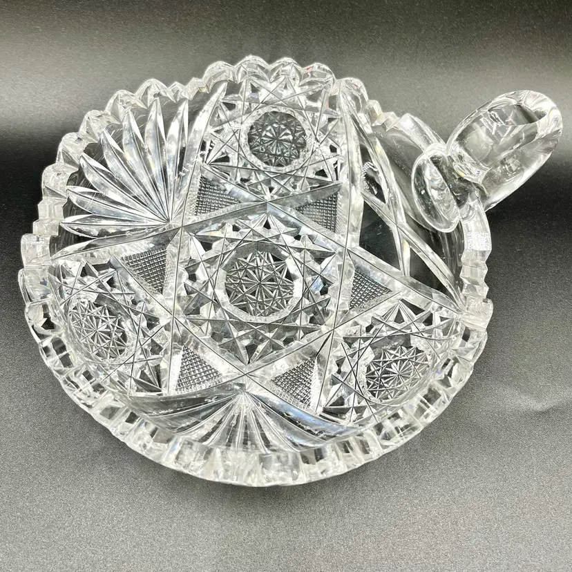 Antique American Brilliant Period Cut Crystal Glass Nappy Nut dish/Candy Dish