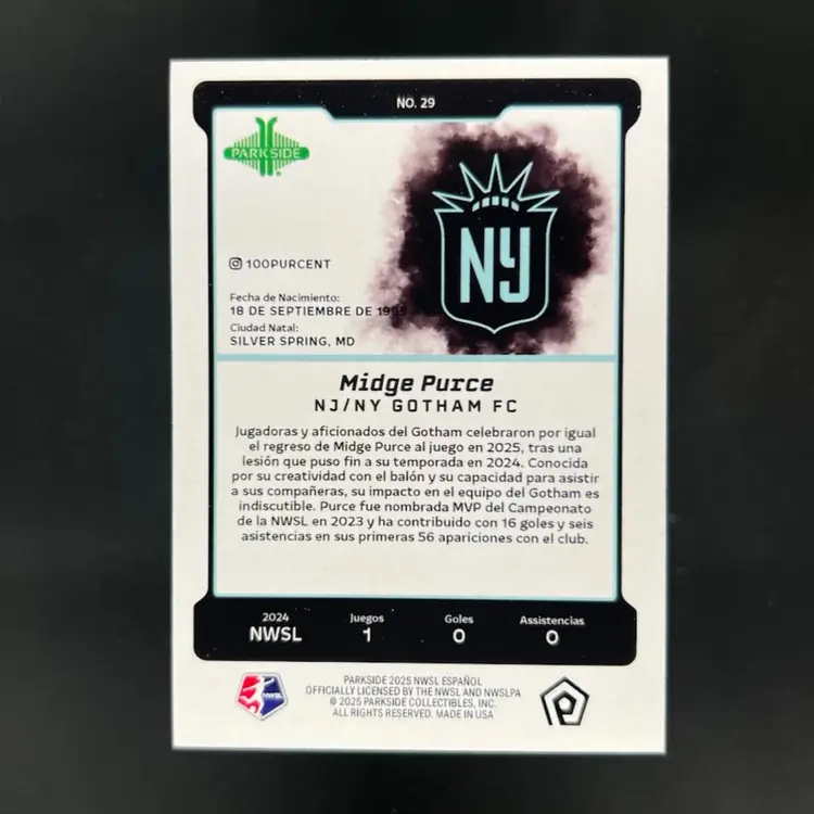 Midge Purce 2025 Parkside En Espanol Silver Border /100  Soccer Card