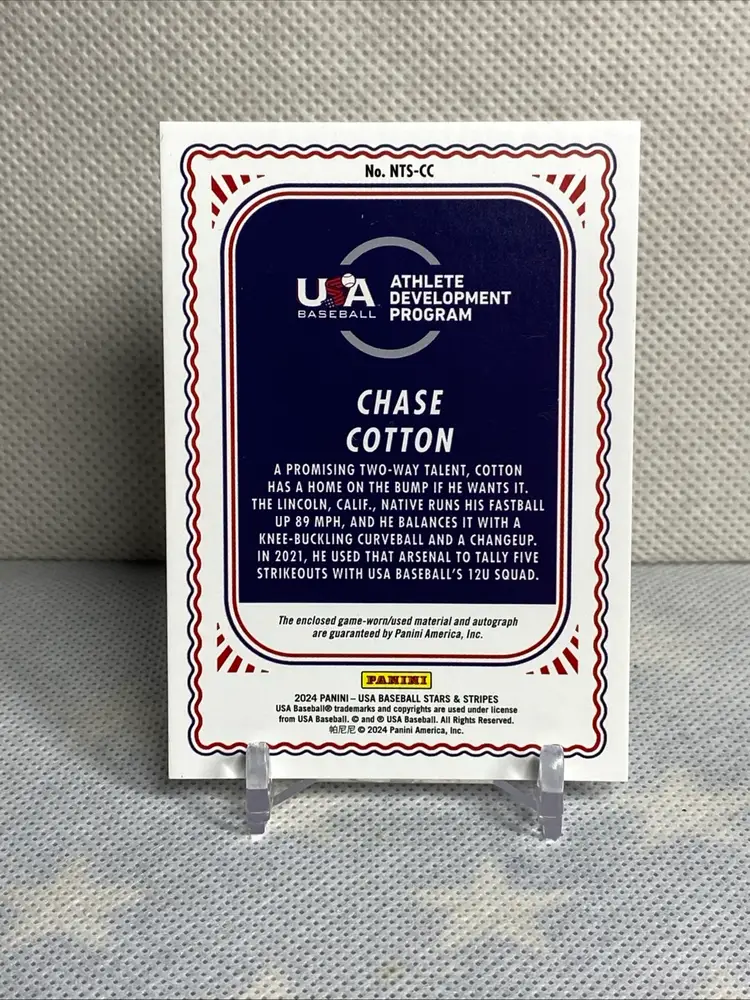 Chase Cotton Auto 44/199 Jersey Patch 2024 USA Stars & Stripes