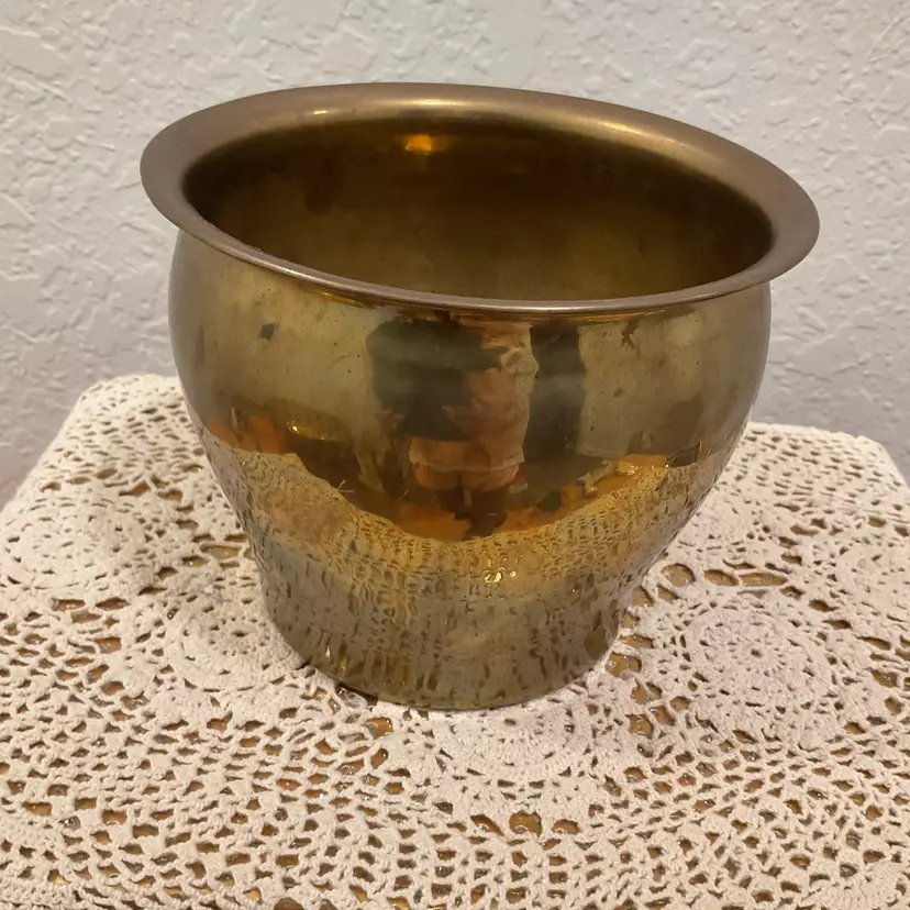 Brass Hammered Planter