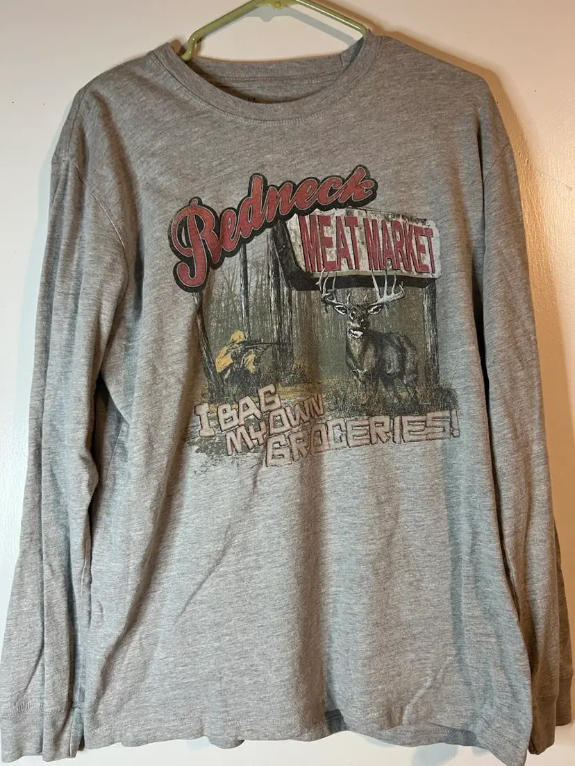 Mens Large Redneck Meat Market Longsleeve Tshirt