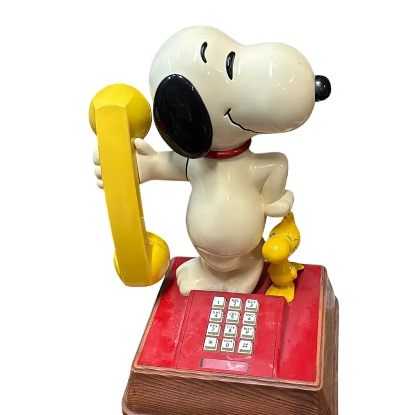 Vintage 1976 The Snoopy and Woodstock Phone - Head Turning Push Button Telephone