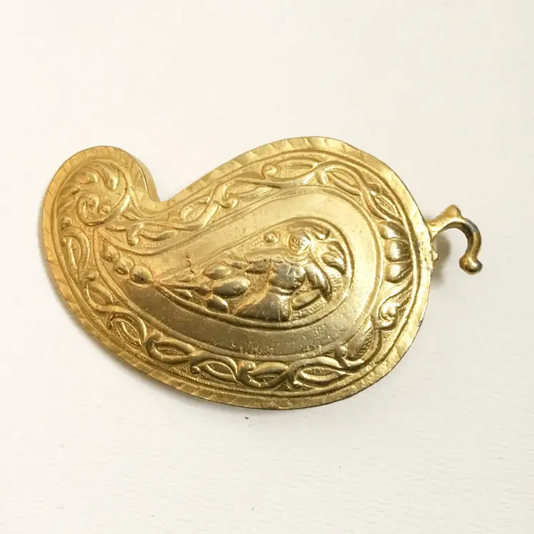 Vintage Alexis Kirk Gold Tone Etruscan Solider Runway Two Piece Belt Buckle