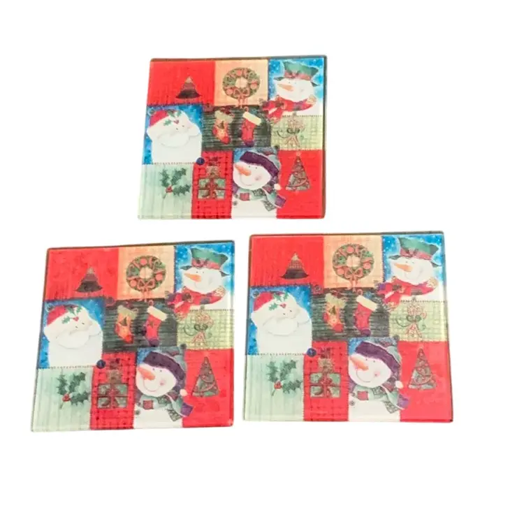 Christmas Holiday Design Glass Coasters