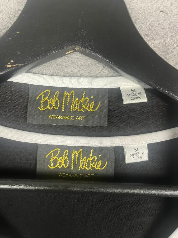 Bob Mackie Two Piece Set Womens Medium PTP 20" Black White Embroidered Artsy Classic