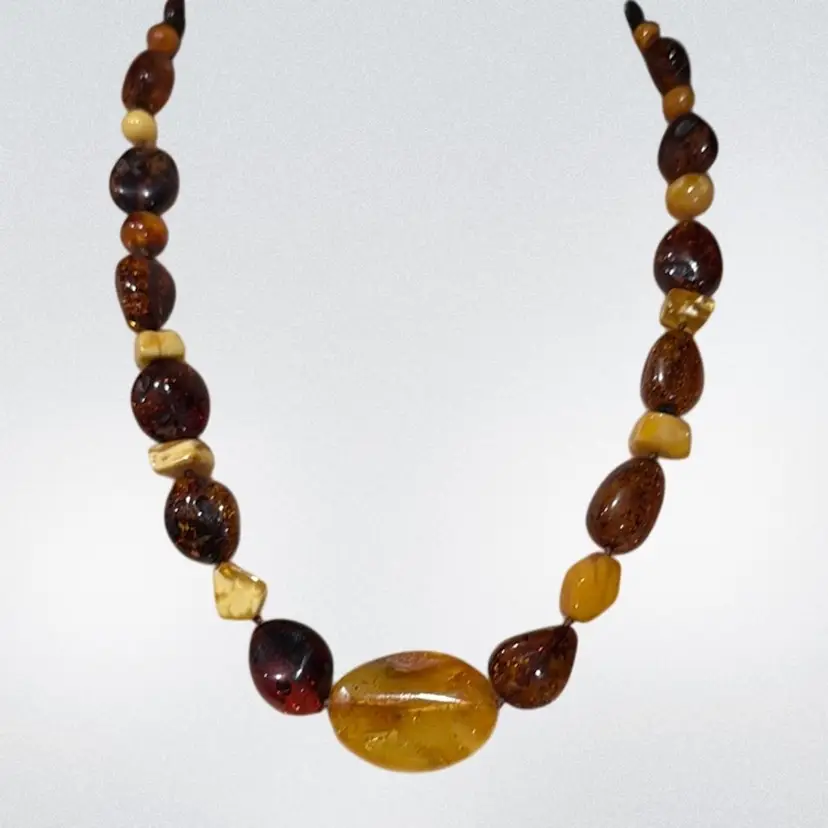 Vintage MCM Baltic Amber Necklace Graduated Strand 19”, 25.8g