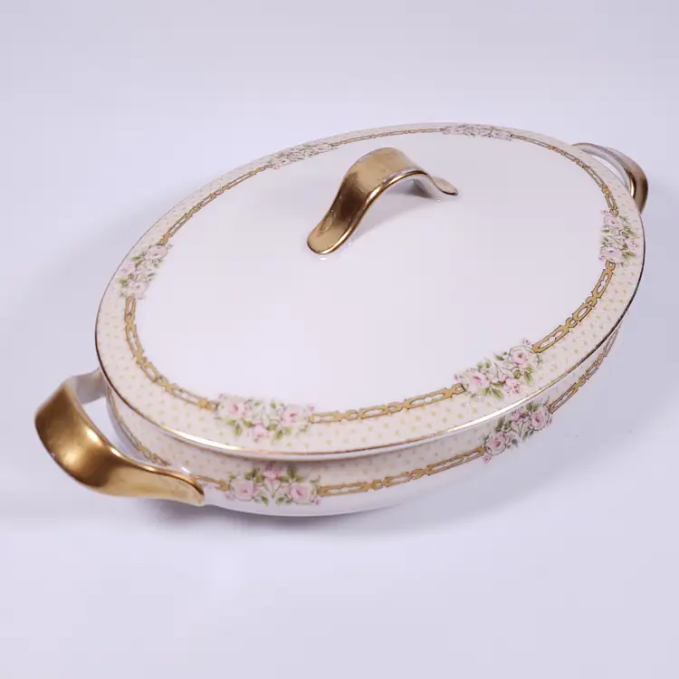 Art Nouveau THEODORE HAVILAND Limoges China Schleiger 635 Rose Gold SERVING BOWL