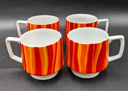 1967 Holt Howard Flame Orange and Red mugs