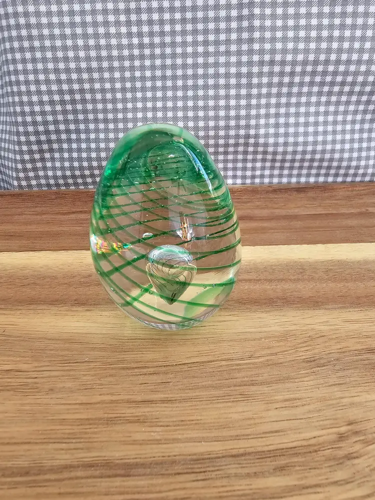 Green Swirl Glass Paperweight
