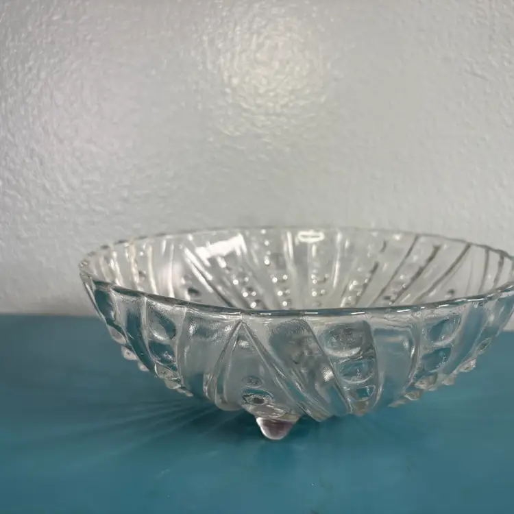Vintage Anchor Hocking "Burple" Clear Glass Footed Serving Bowl