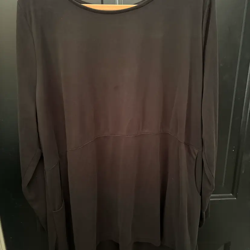 Soft Surroundings 3X Black Tunic Top Pockets Button Back Long Sleeve