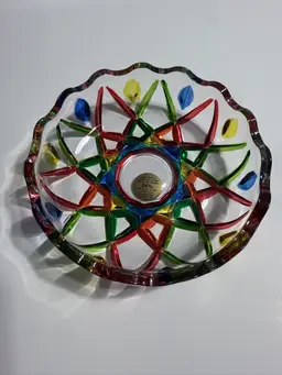 Royal Crystal Rock RCR Multi-Color Lead Crystal Candy Dish - Vintage - Italy