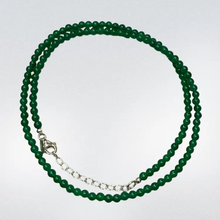 Sterling Silver Nicky Butler NH Signed Jadeite Beaded Necklace (14.6g, 4.4mm, 21”-22.5”)