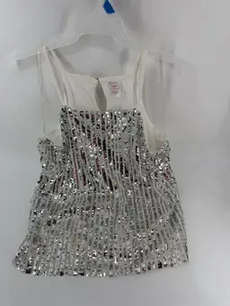 NO BOUNDARIES White Silver Sequin High NK Cami Women’s XXXL / 3XG (21) Brand New