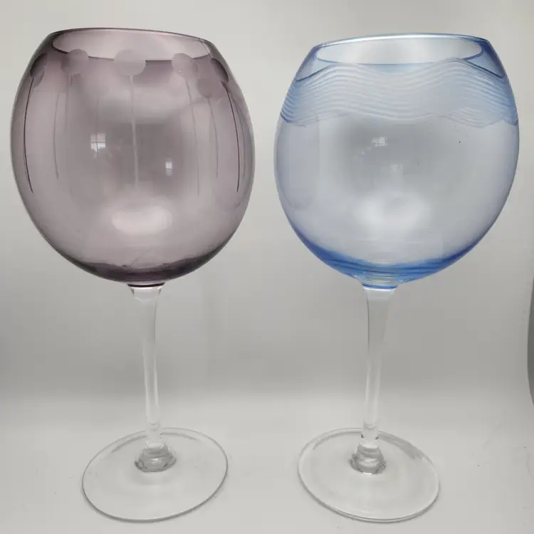 Vintage Mikasa Balloon Wine Gobblets Glasses Glass Etched