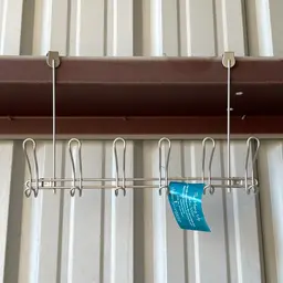 Satin Nickel Over The Door Hook Rack Six Double Hooks Wall Mount