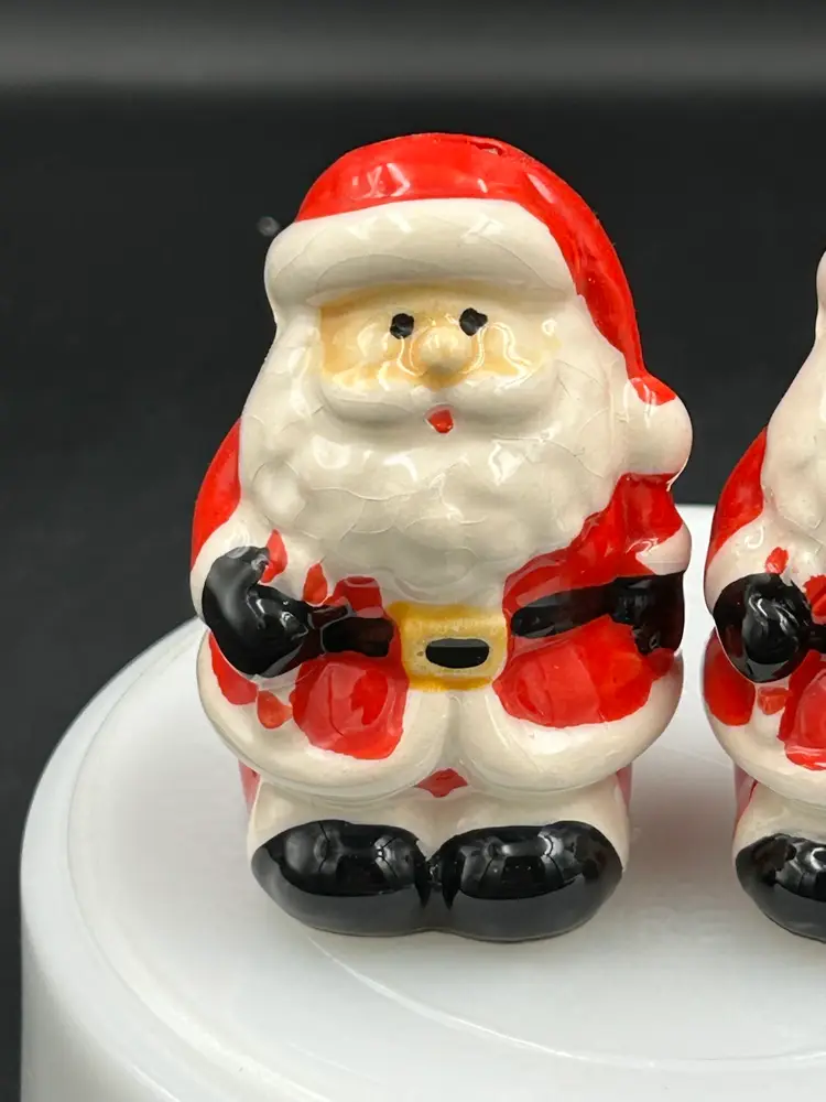 Vintage Ceramic Santa Claus, Christmas Salt And Pepper Shakers