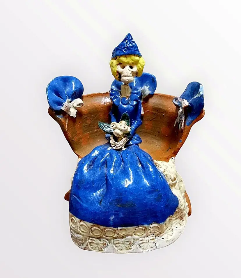 Day Of The Dead Mexican Folk Art Figurine Terracotta