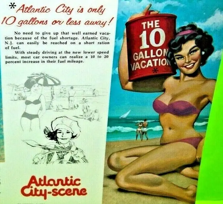 Atlantic City New Jersey 10 Gallon Vacation FLYER Shore Miss America 1974 NOS Brochure Vintage