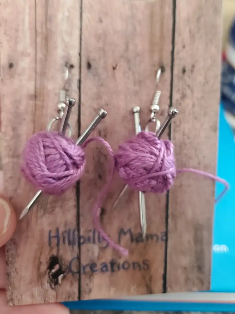 yarn ball earrings