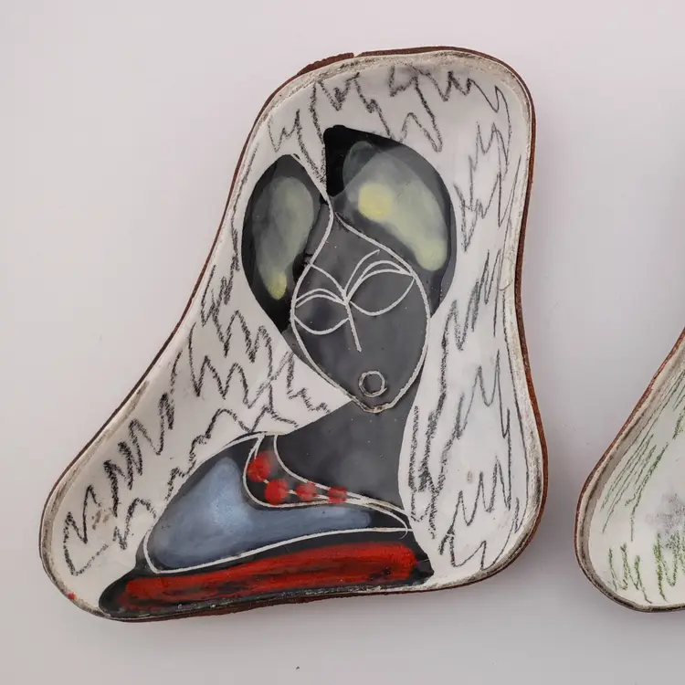 MCM Italian leather-backed trinket dishes