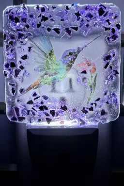 Night Light Humming Bird & Flowers (made by me)