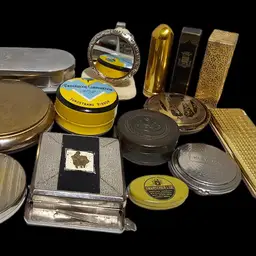 Vanity 14 Miniature Lot From Make Up Compact Lipstick To Advertising Tins!!!