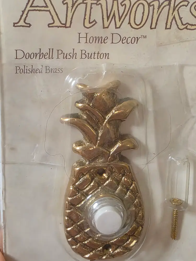 Angelo Artworks Brass Push Button Door Bell Pineapple Welcome Symbol NOS