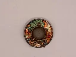 #54 Brooch Gold Tone Mesh Center Hat With Enamel Brim 1 & 1/2”