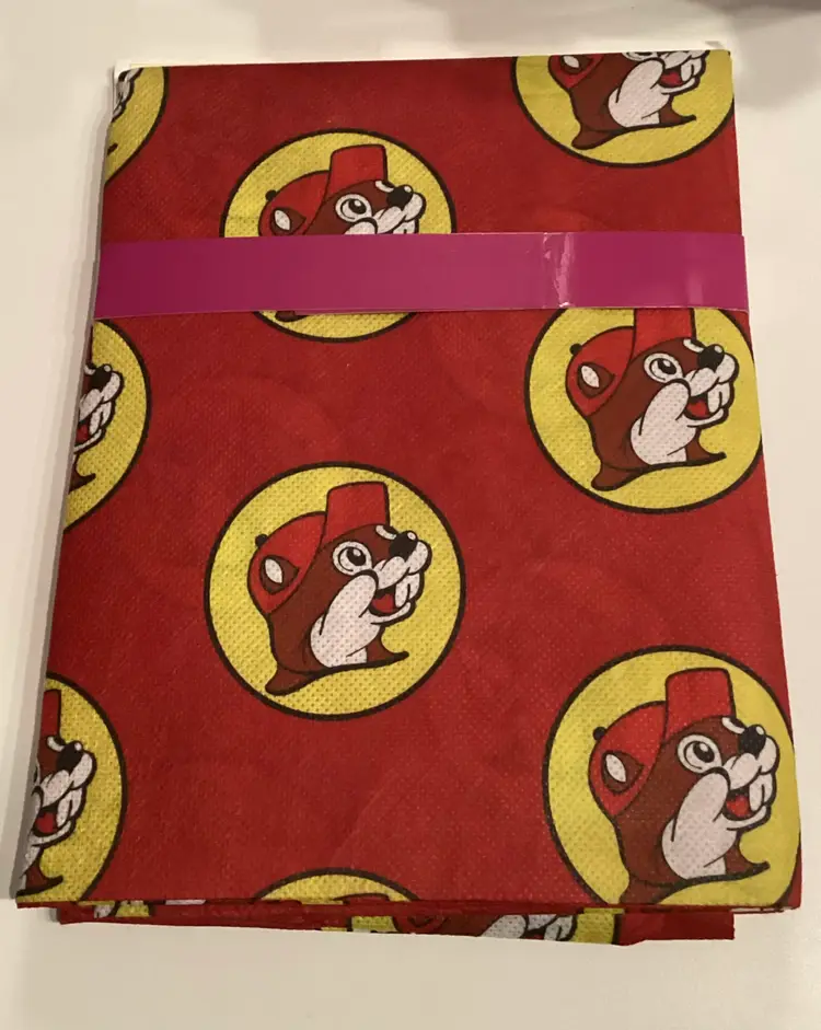 SANTA BUC-EE'S CHRISTMAS PLUSH STUFFED TOY and Fabric 30X41 Inch Gift Bag LOT