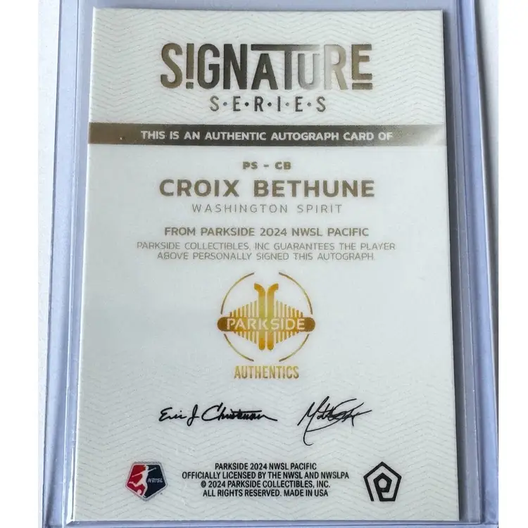 Croix Bethune 2024 Parkside Pacific Signature Series Washington Spirit Auto